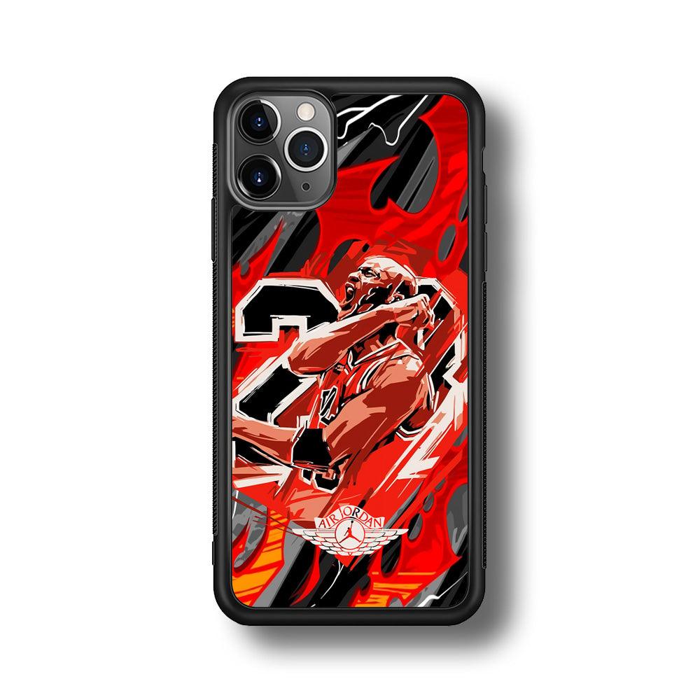 Air Jordan Flaming Spirit iPhone 11 Pro Max Case-Rubber Black (2D Case)-Oxvistore