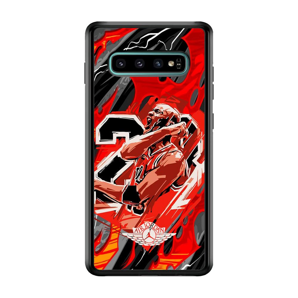 Air Jordan Flaming Spirit Samsung Galaxy S10 Case-Rubber Black (2D Case)-Oxvistore