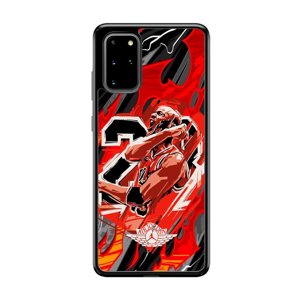 Air Jordan Flaming Spirit Samsung Galaxy S20 Plus Case-Rubber Black (2D Case)-Oxvistore