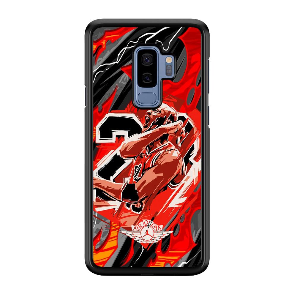 Air Jordan Flaming Spirit Samsung Galaxy S9 Plus Case-Rubber Black (2D Case)-Oxvistore