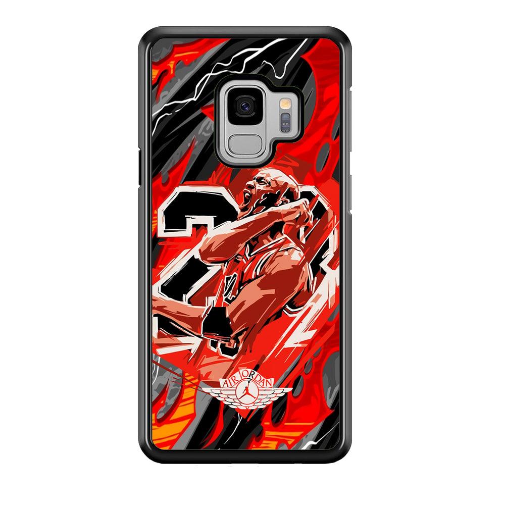 Air Jordan Flaming Spirit Samsung Galaxy S9 Case-Rubber Black (2D Case)-Oxvistore