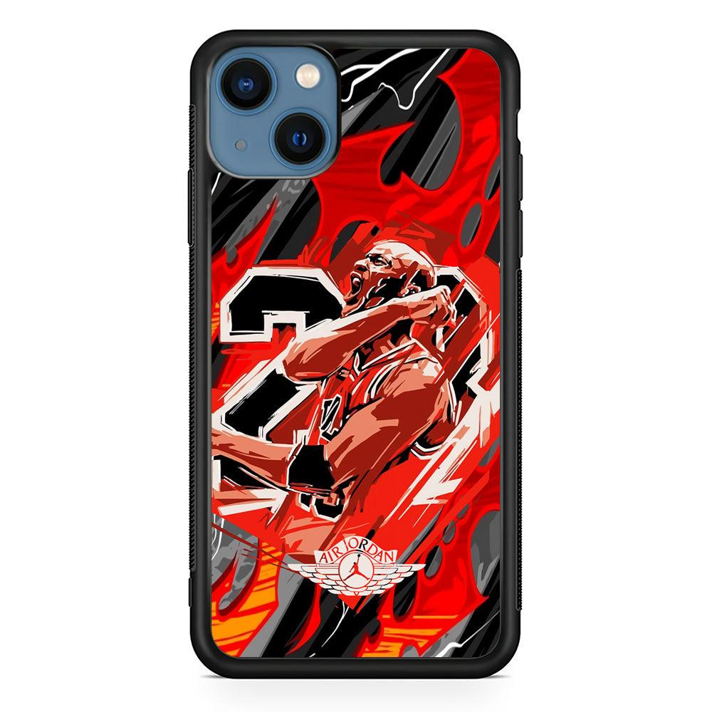 Air Jordan Flaming Spirit iPhone 14 Plus Case-Rubber Black (2D Case)-Oxvistore