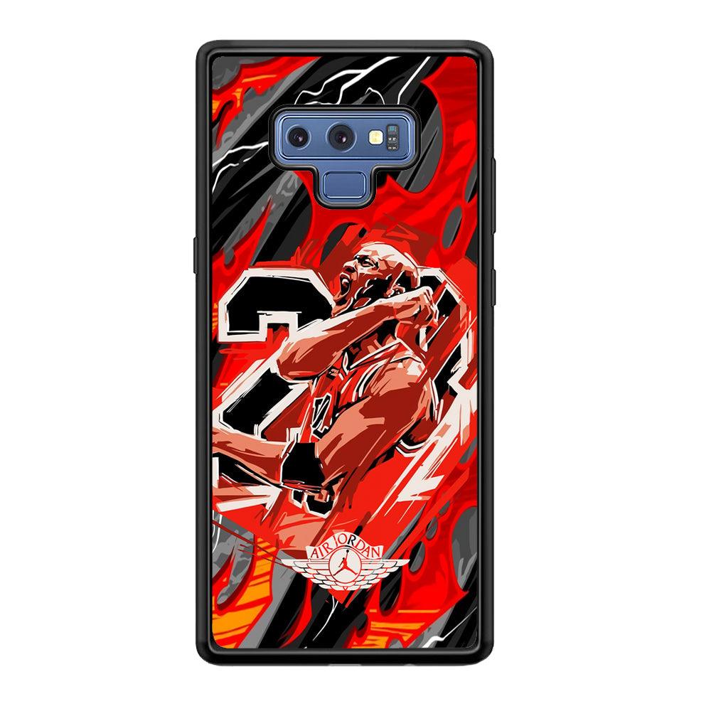 Air Jordan Flaming Spirit Samsung Galaxy Note 9 Case-Rubber Black (2D Case)-Oxvistore