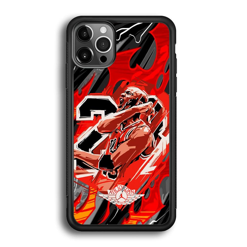 Air Jordan Flaming Spirit iPhone 12 Pro Max Case-Rubber Black (2D Case)-Oxvistore
