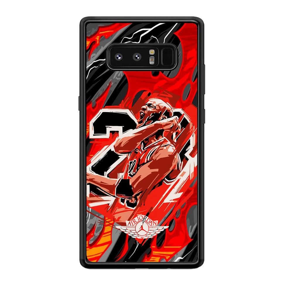 Air Jordan Flaming Spirit Samsung Galaxy Note 8 Case-Rubber Black (2D Case)-Oxvistore