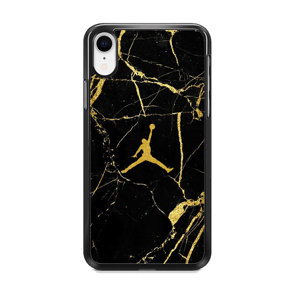 Air Jordan Golden Root Marble iPhone XR Case-Rubber Black (2D Case)-Oxvistore