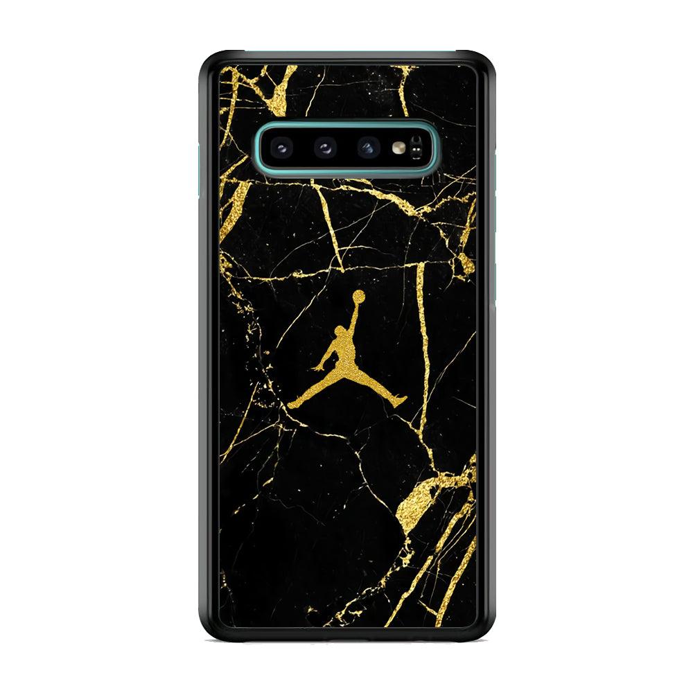 Air Jordan Golden Root Marble Samsung Galaxy S10 Case-Rubber Black (2D Case)-Oxvistore