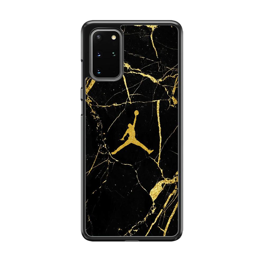 Air Jordan Golden Root Marble Samsung Galaxy S20 Plus Case-Rubber Black (2D Case)-Oxvistore