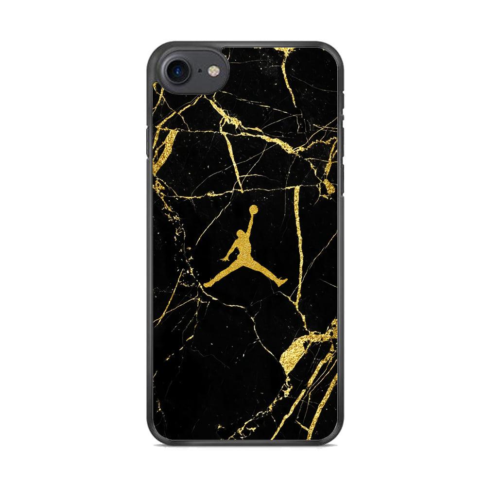 Air Jordan Golden Root Marble iPhone 8 Case-Rubber Black (2D Case)-Oxvistore