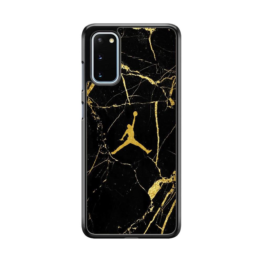 Air Jordan Golden Root Marble Samsung Galaxy S20 Case-Rubber Black (2D Case)-Oxvistore