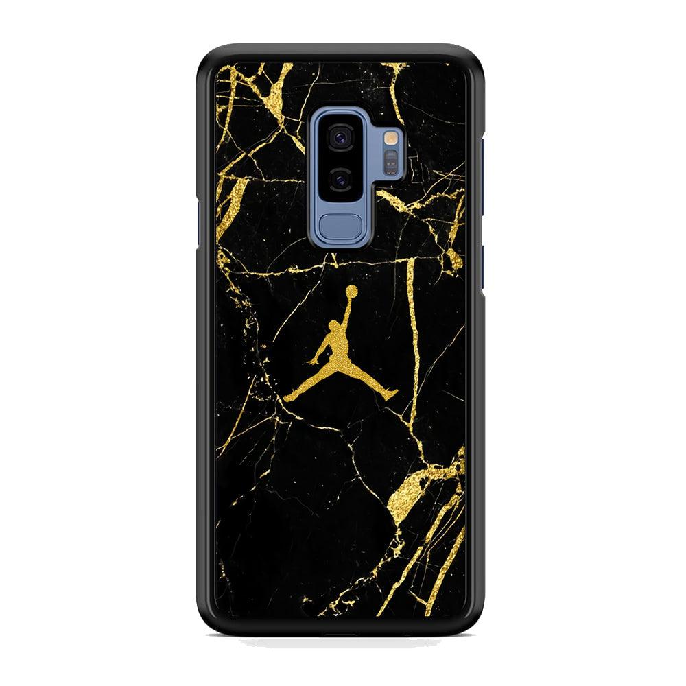 Air Jordan Golden Root Marble Samsung Galaxy S9 Plus Case-Rubber Black (2D Case)-Oxvistore