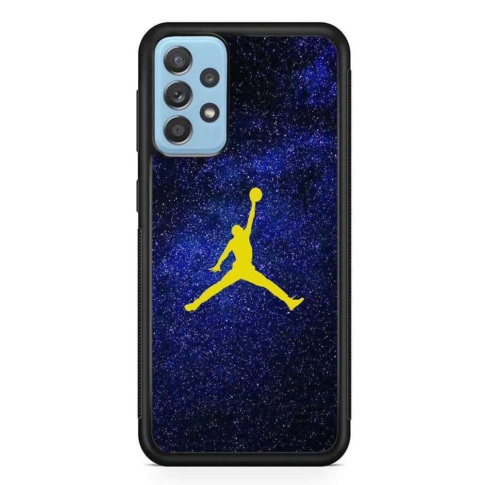 Air Jordan Gold in Galaxy Samsung Galaxy A72 Case-Rubber Black (2D Case)-Oxvistore