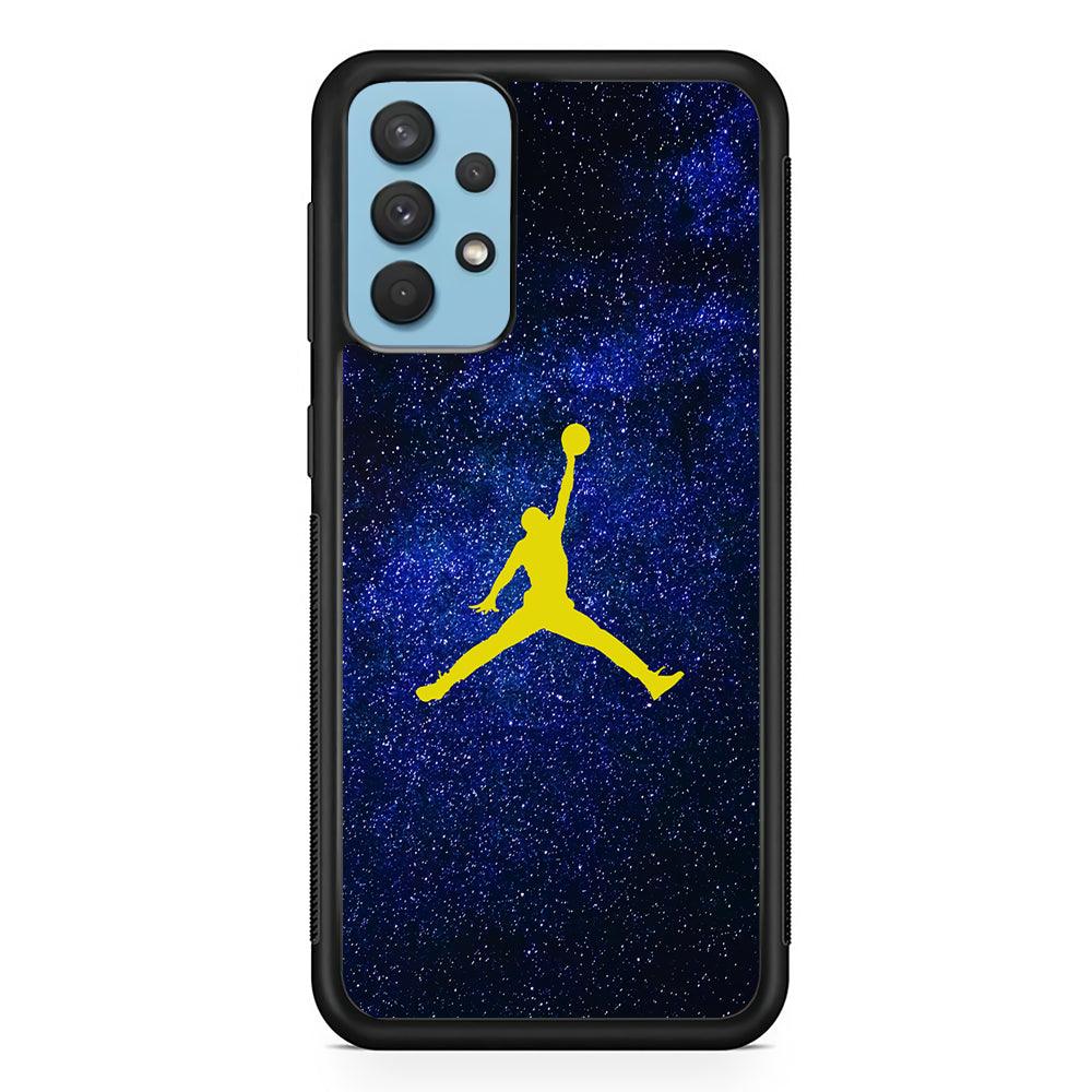 Air Jordan Gold in Galaxy Samsung Galaxy A32 Case-Rubber Black (2D Case)-Oxvistore