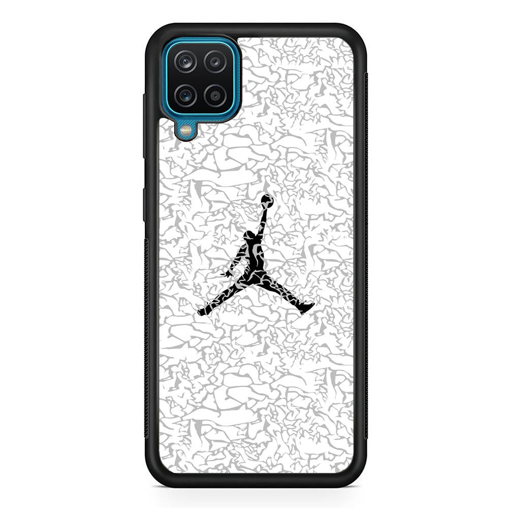 Air Jordan Gray Abstract Pattern Samsung Galaxy A12 Case-Rubber Black (2D Case)-Oxvistore