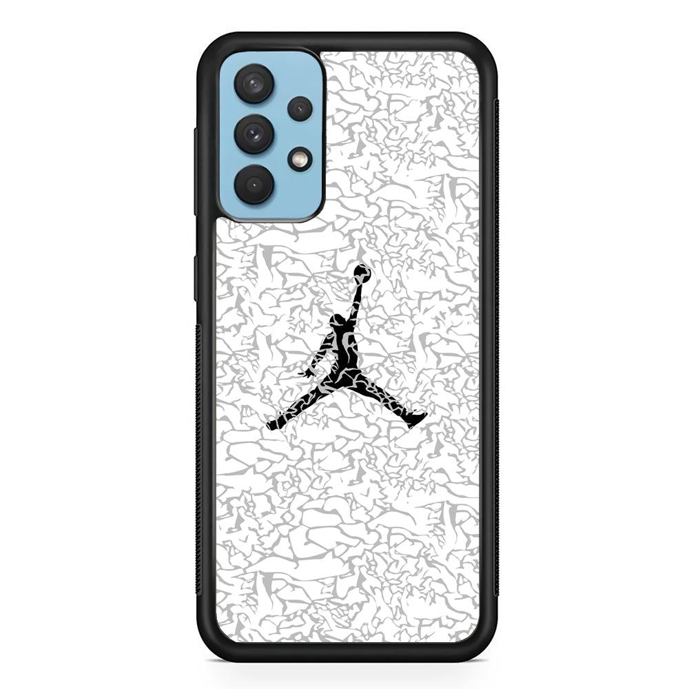 Air Jordan Gray Abstract Pattern Samsung Galaxy A32 Case-Rubber Black (2D Case)-Oxvistore