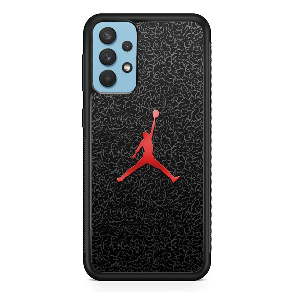 Air Jordan Gray Patern Samsung Galaxy A32 Case-Rubber White (2D Case)-Oxvistore