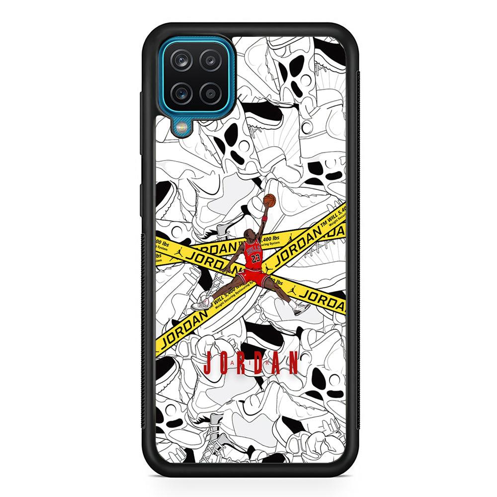 Air Jordan Jump and Fly Samsung Galaxy A12 Case-Rubber Black (2D Case)-Oxvistore