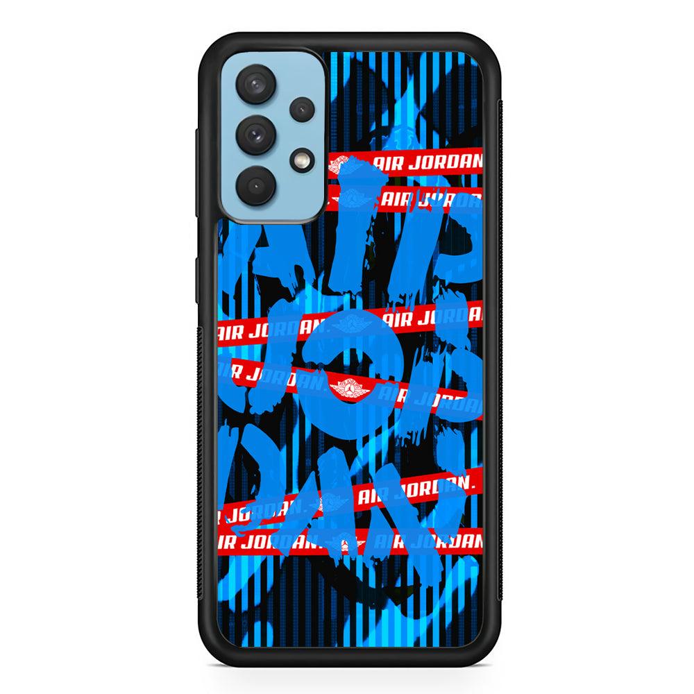 Air Jordan Line Under Water Samsung Galaxy A32 Case-Rubber Black (2D Case)-Oxvistore