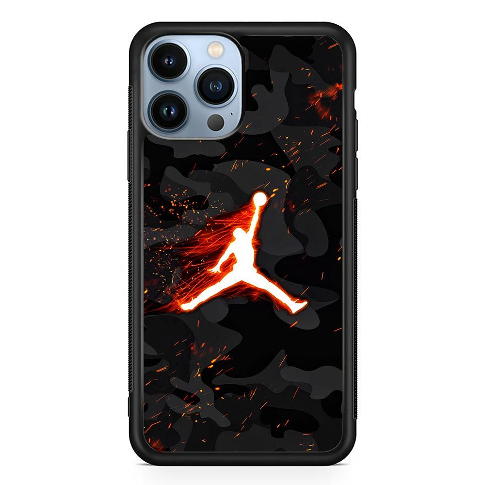 Air Jordan Logo On Fire 2D Rubber Phone Case-Black-Oxvistore