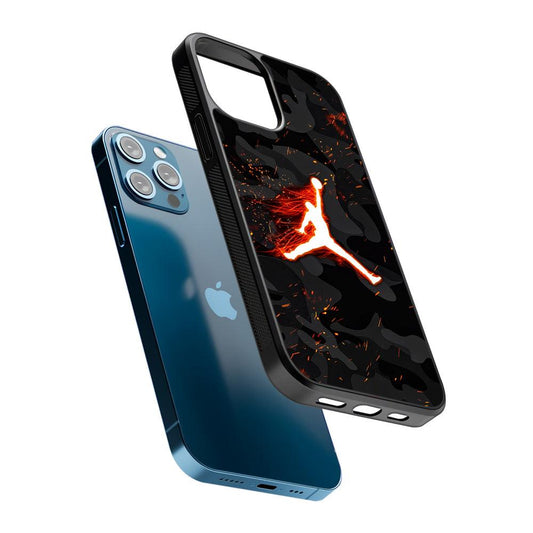 Air Jordan Logo On Fire 2D Rubber Phone Case-Oxvistore