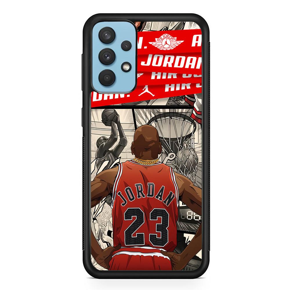 Air Jordan Looking at Victory Samsung Galaxy A32 Case-Rubber Black (2D Case)-Oxvistore