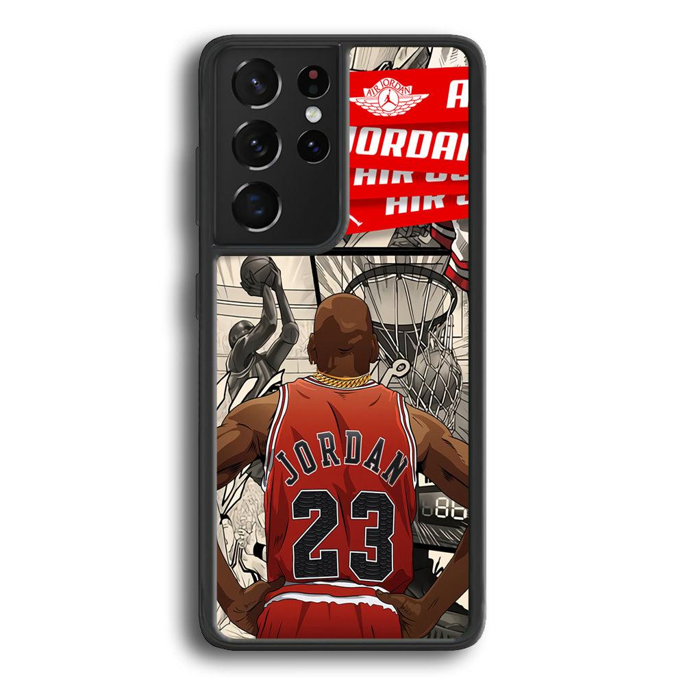 Air Jordan Looking at Victory Samsung Galaxy S22 Ultra Case-Rubber Black (2D Case)-Oxvistore