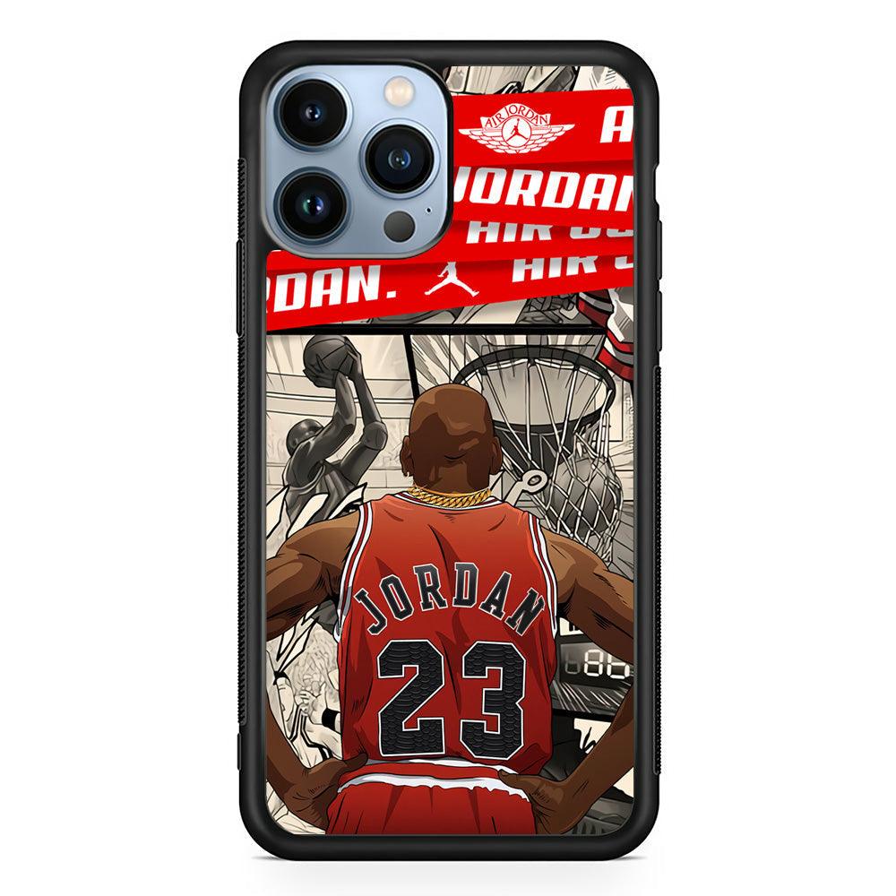Air Jordan Looking at Victory iPhone 14 Pro Max Case-Rubber Black (2D Case)-Oxvistore