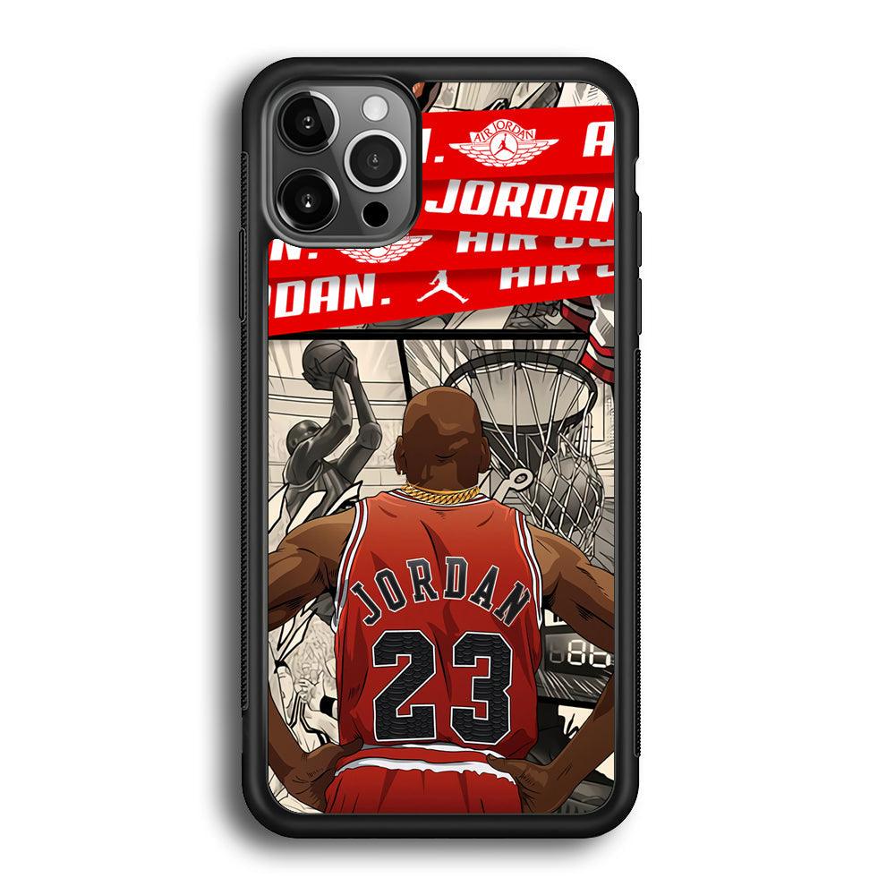 Air Jordan Looking at Victory iPhone 12 Pro Max Case-Rubber Black (2D Case)-Oxvistore
