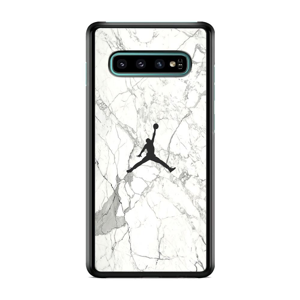 Air Jordan Marble Soft Black Samsung Galaxy S10 Case-Rubber Black (2D Case)-Oxvistore