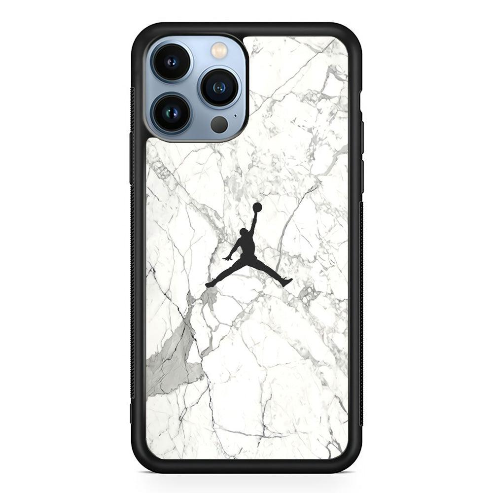 Air Jordan Marble Soft Black iPhone 13 Pro Case-Rubber Black (2D Case)-Oxvistore