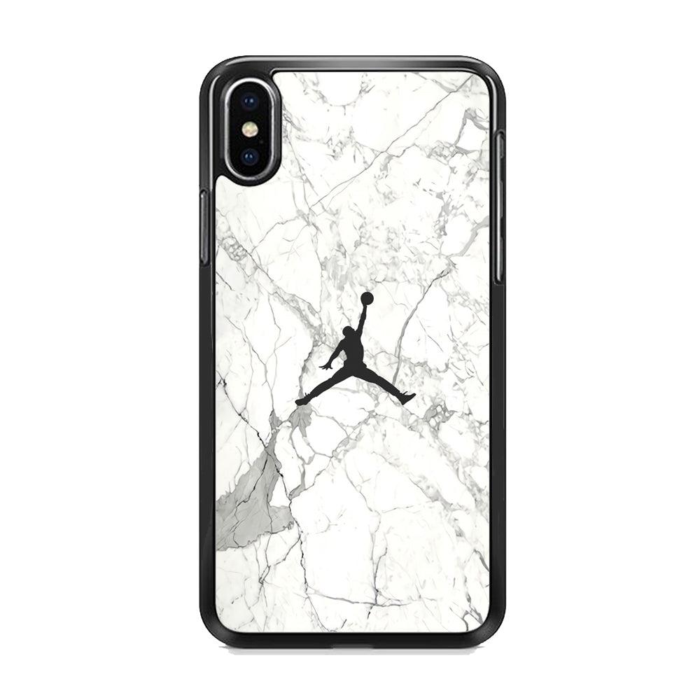 Air Jordan Marble Soft Black iPhone X Case-Rubber Black (2D Case)-Oxvistore