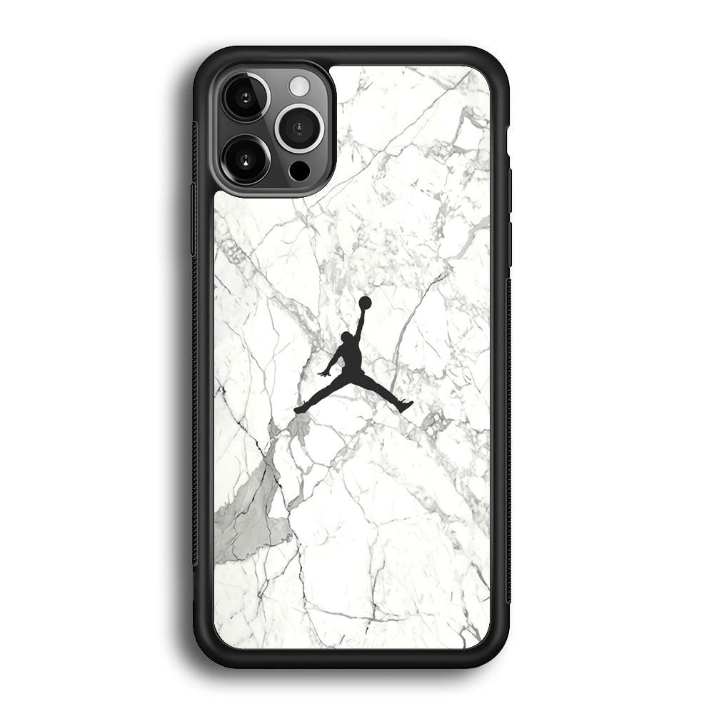 Air Jordan Marble Soft Black iPhone 12 Pro Case-Rubber Black (2D Case)-Oxvistore
