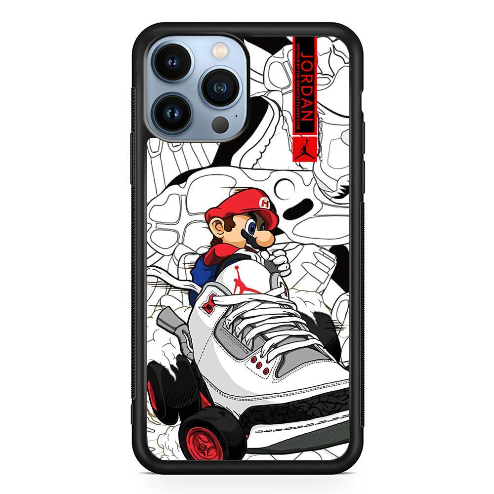 Air Jordan Mario Ride The Shoes iPhone 14 Pro Max Case-Rubber Black (2D Case)-Oxvistore