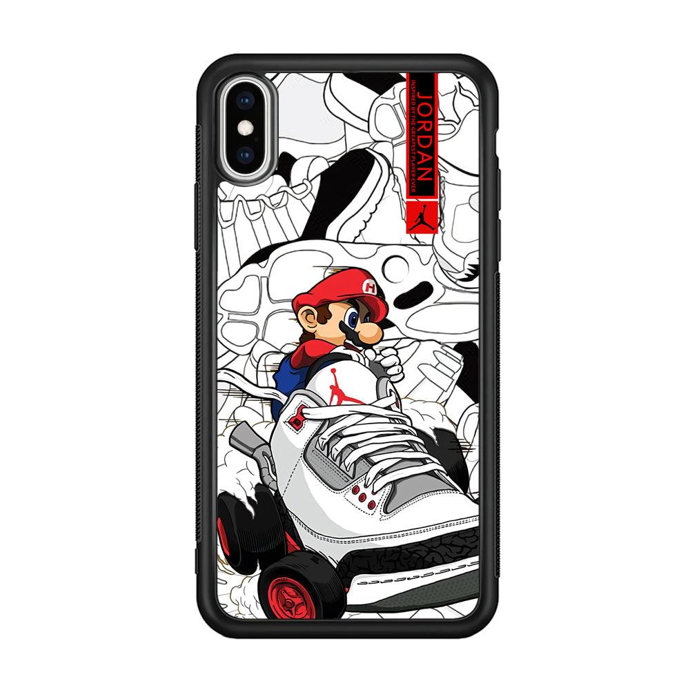 Air Jordan Mario Ride The Shoes iPhone XS Case-Rubber Black (2D Case)-Oxvistore