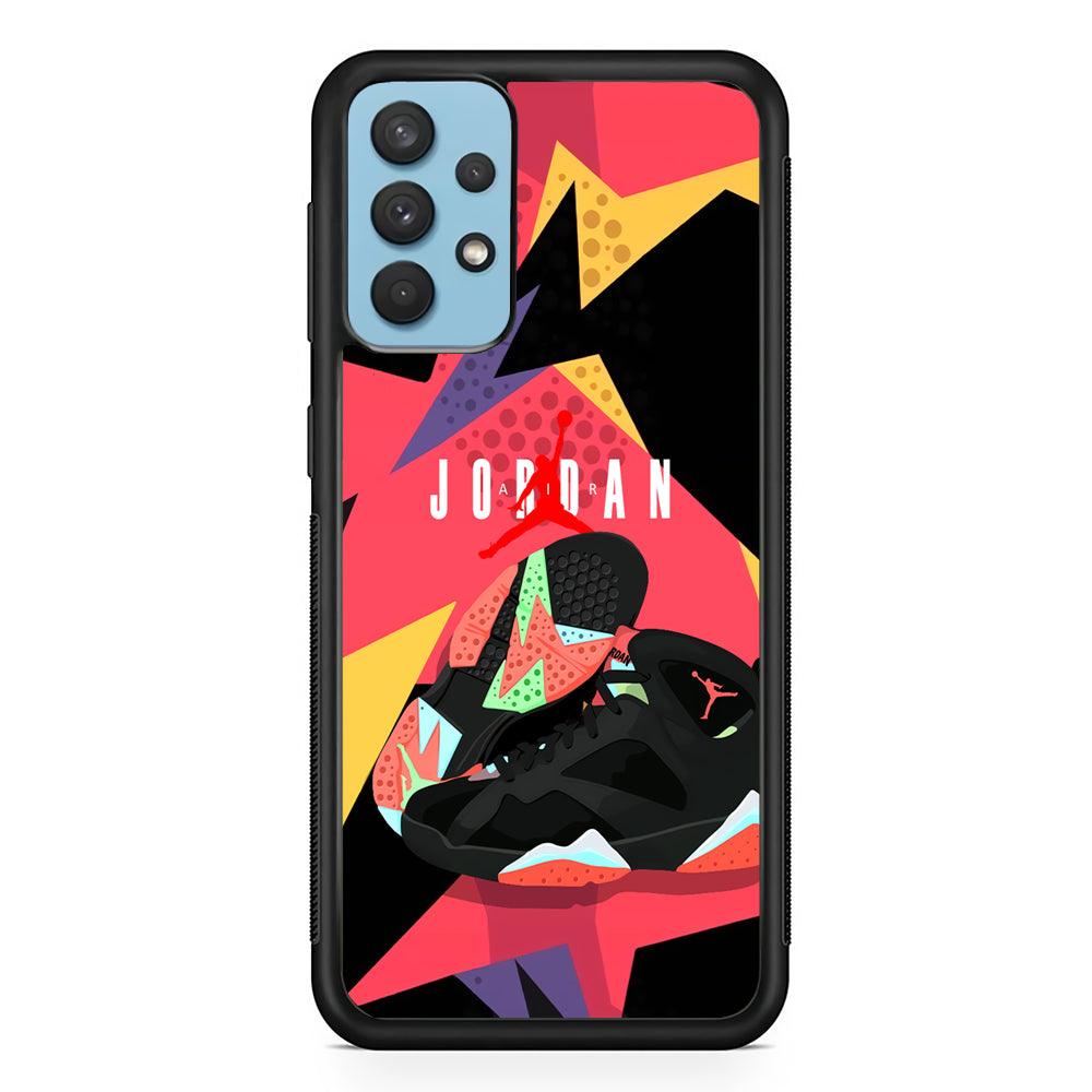 Air Jordan Milestones of Scramble Samsung Galaxy A32 Case-Rubber Black (2D Case)-Oxvistore