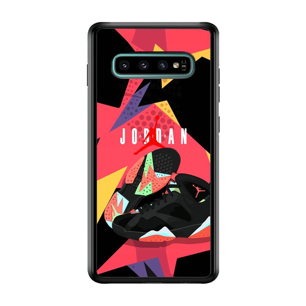 Air Jordan Milestones of Scramble Samsung Galaxy S10 Case-Rubber Black (2D Case)-Oxvistore