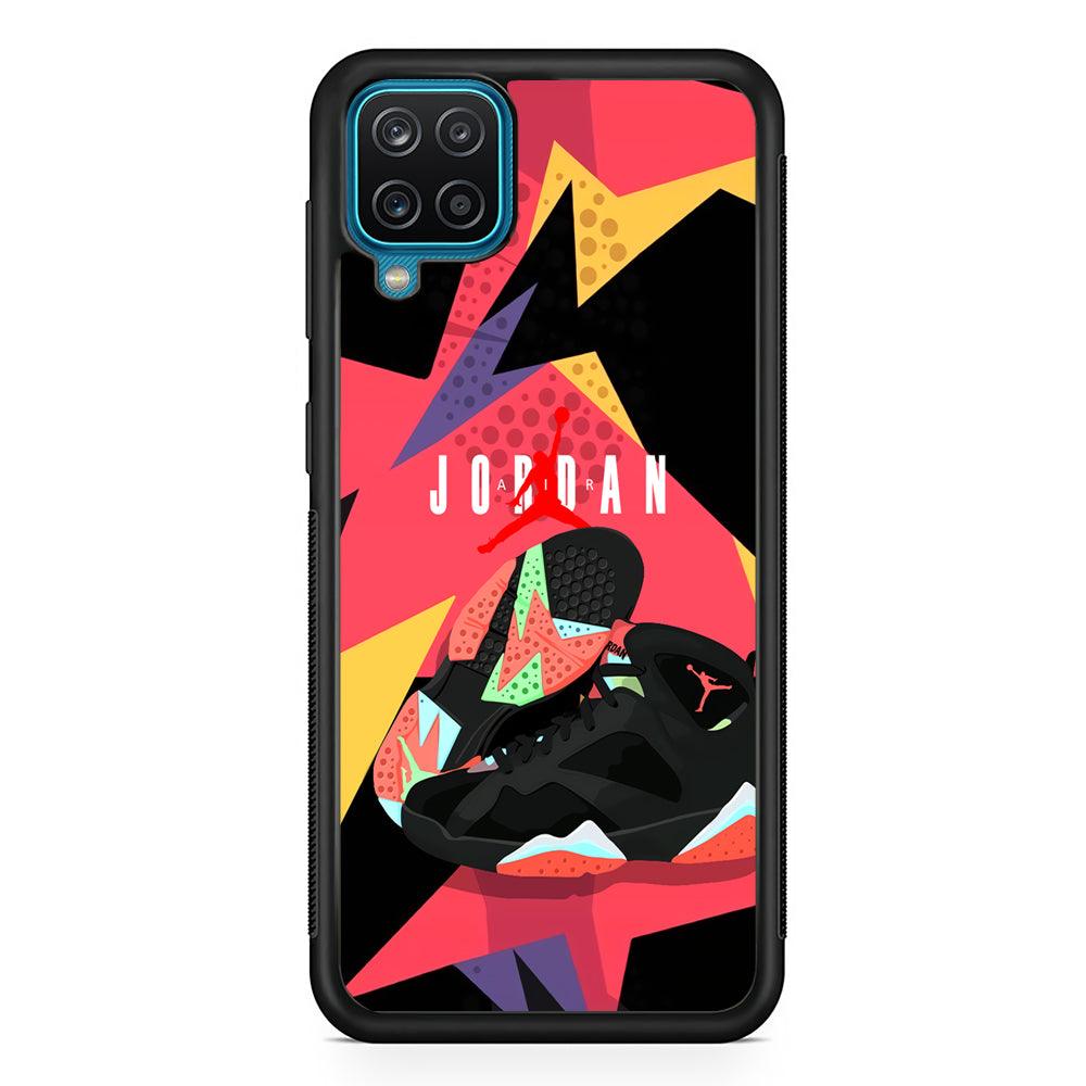 Air Jordan Milestones of Scramble Samsung Galaxy A12 Case-Rubber Black (2D Case)-Oxvistore
