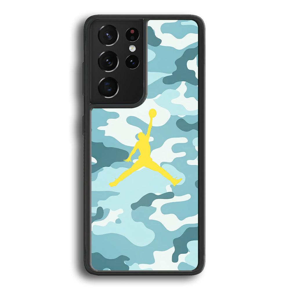 Air Jordan Ocean Camo Samsung Galaxy S21 Ultra Case-Rubber Black (2D Case)-Oxvistore