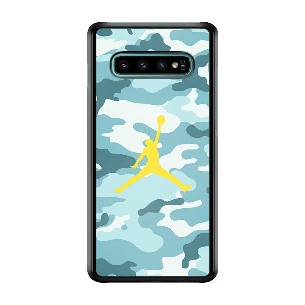 Air Jordan Ocean Camo Samsung Galaxy S10 Case-Rubber Black (2D Case)-Oxvistore