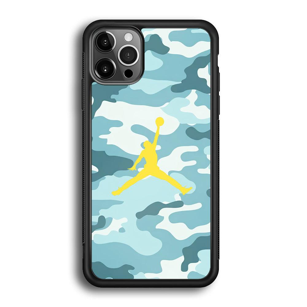 Air Jordan Ocean Camo iPhone 12 Pro Case-Rubber Black (2D Case)-Oxvistore