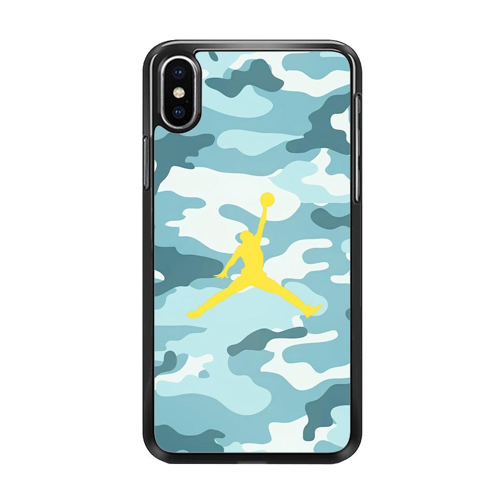 Air Jordan Ocean Camo iPhone XS Case-Rubber Black (2D Case)-Oxvistore