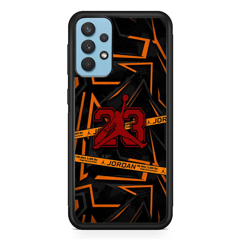 Air Jordan Orange Shapes Samsung Galaxy A32 Case-Rubber Black (2D Case)-Oxvistore