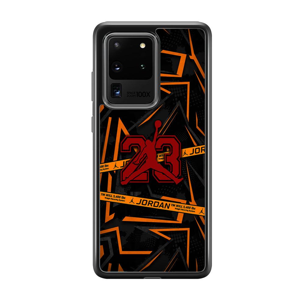 Air Jordan Orange Shapes Samsung Galaxy S20 Ultra Case-Rubber Black (2D Case)-Oxvistore