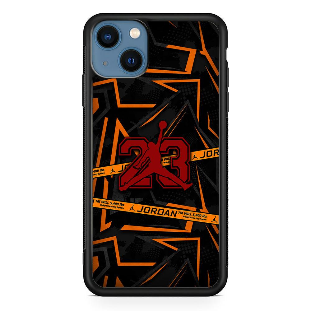 Air Jordan Orange Shapes iPhone 15 Plus Case-Rubber Black (2D Case)-Oxvistore