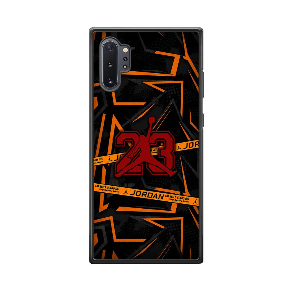 Air Jordan Orange Shapes Samsung Galaxy Note 10 Plus Case-Rubber Black (2D Case)-Oxvistore