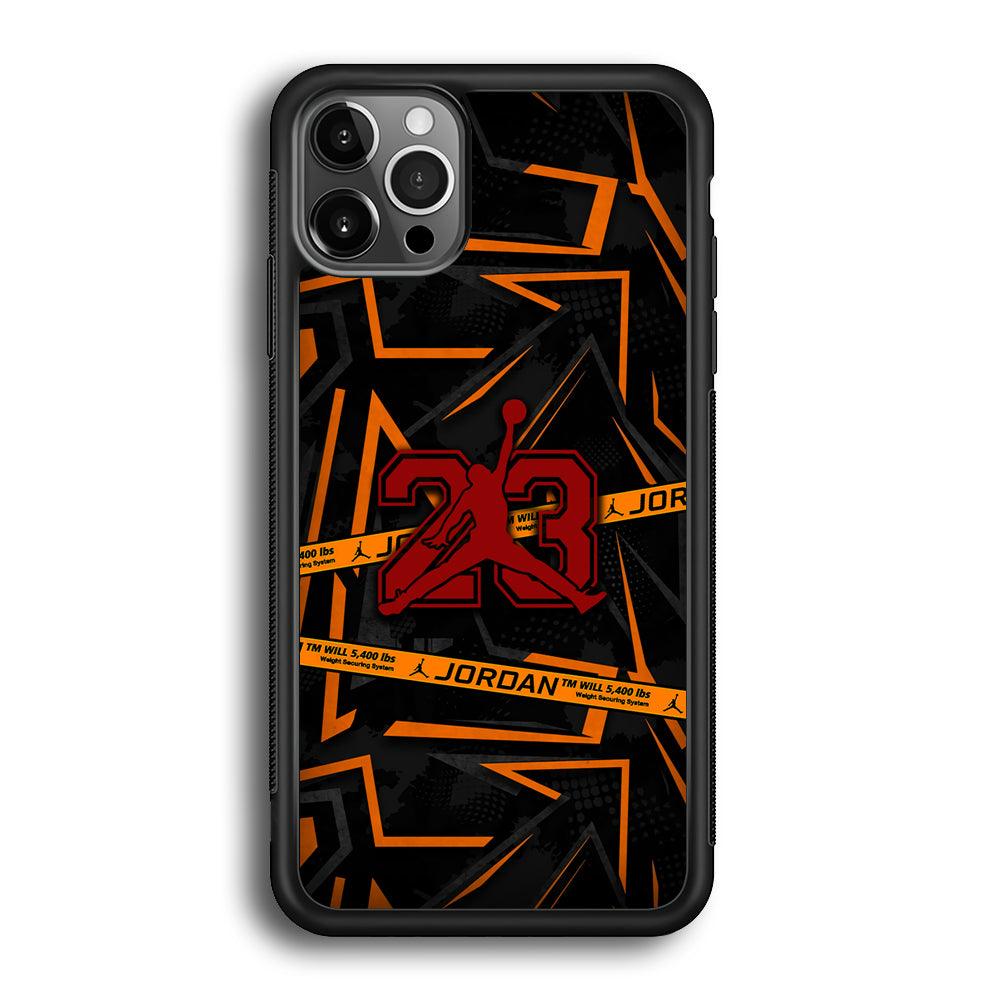 Air Jordan Orange Shapes iPhone 12 Pro Max Case-Rubber Black (2D Case)-Oxvistore