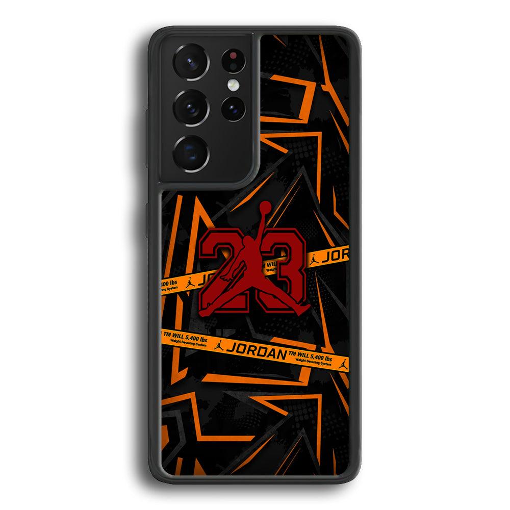 Air Jordan Orange Shapes Samsung Galaxy S24 Ultra Case-Rubber Black (2D Case)-Oxvistore