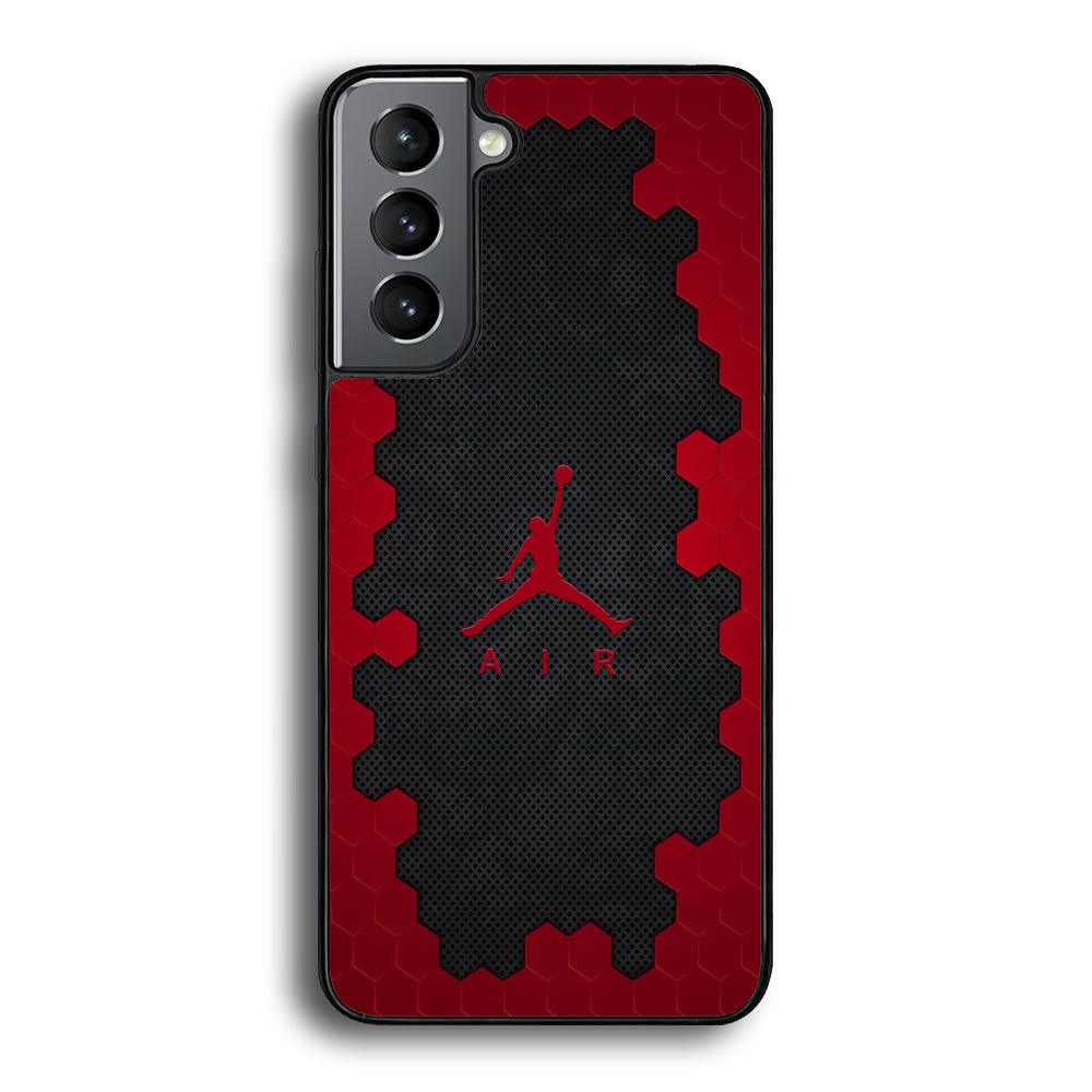 Air Jordan Red Honeycomb Samsung Galaxy S22 Case-Rubber Black (2D Case)-Oxvistore