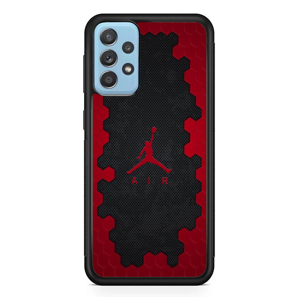 Air Jordan Red Honeycomb Samsung Galaxy A52 Case-Rubber Black (2D Case)-Oxvistore