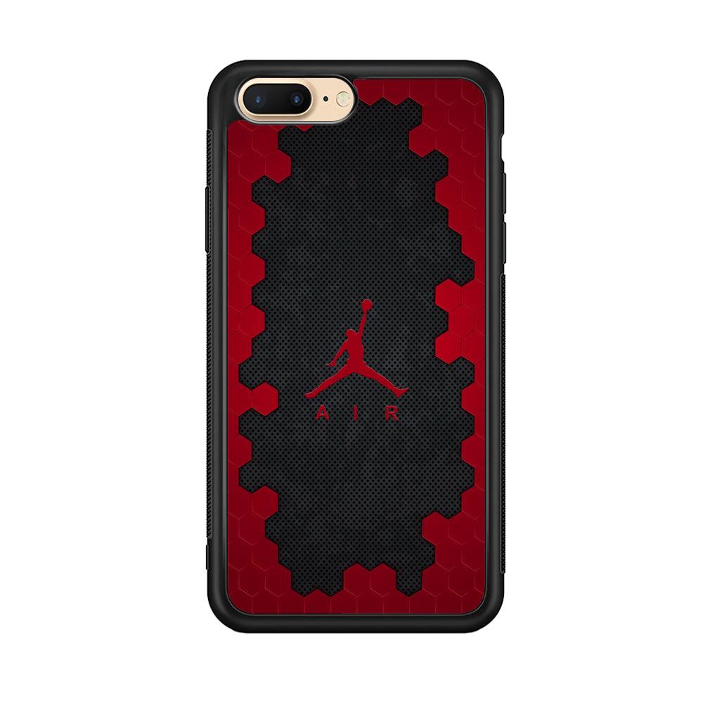 Air Jordan Red Honeycomb iPhone 8 plus Case-Rubber Black (2D Case)-Oxvistore